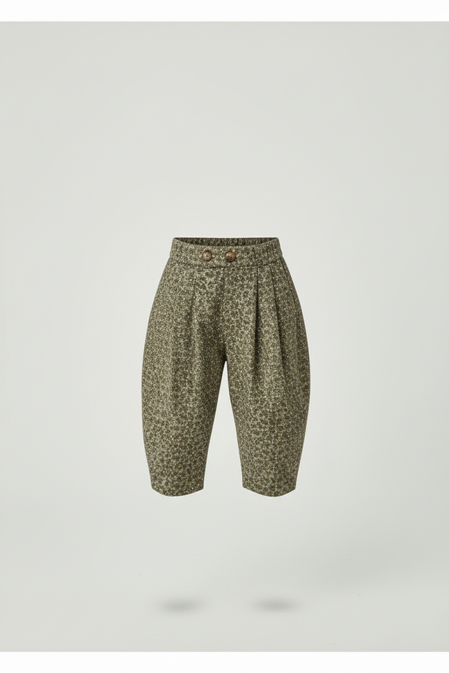 Pantalon Beige Fleuri Ample Élastiqué Enfant Coton - Imprimé - vue 3