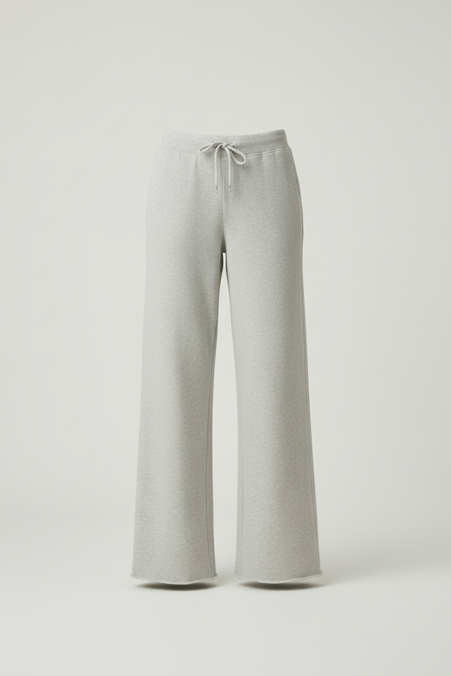 Pantalon Beige Droit Ample Coton Femme - Gris Molleton - vue 3