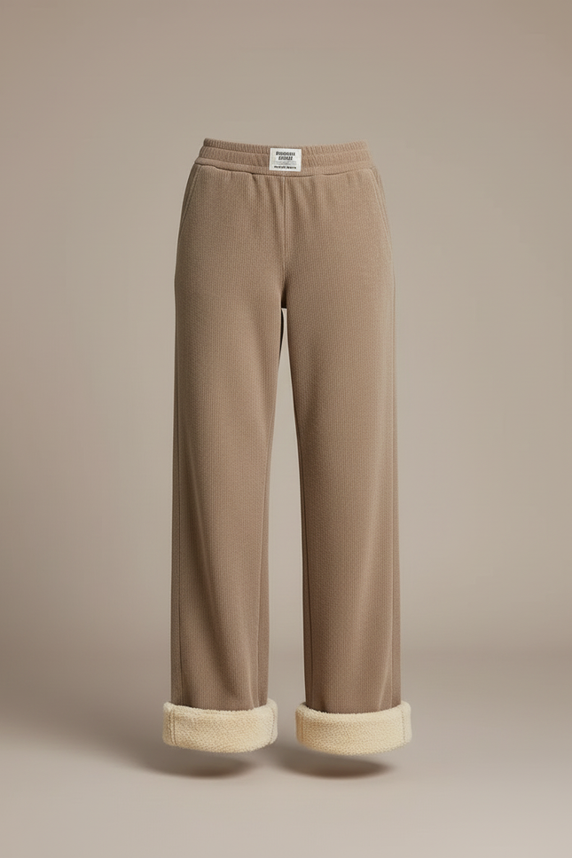 Pantalon Beige Doublé Polaire Ample Confortable Chaud - Cordé - vue 3