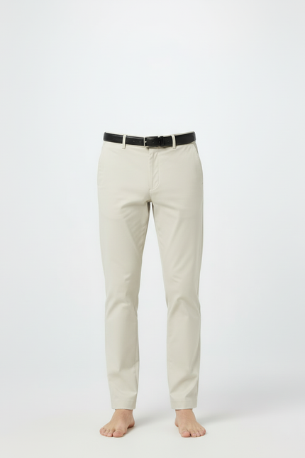 Pantalon Beige Droit Coton Élégant Décontracté Homme - Gabardine - vue 3