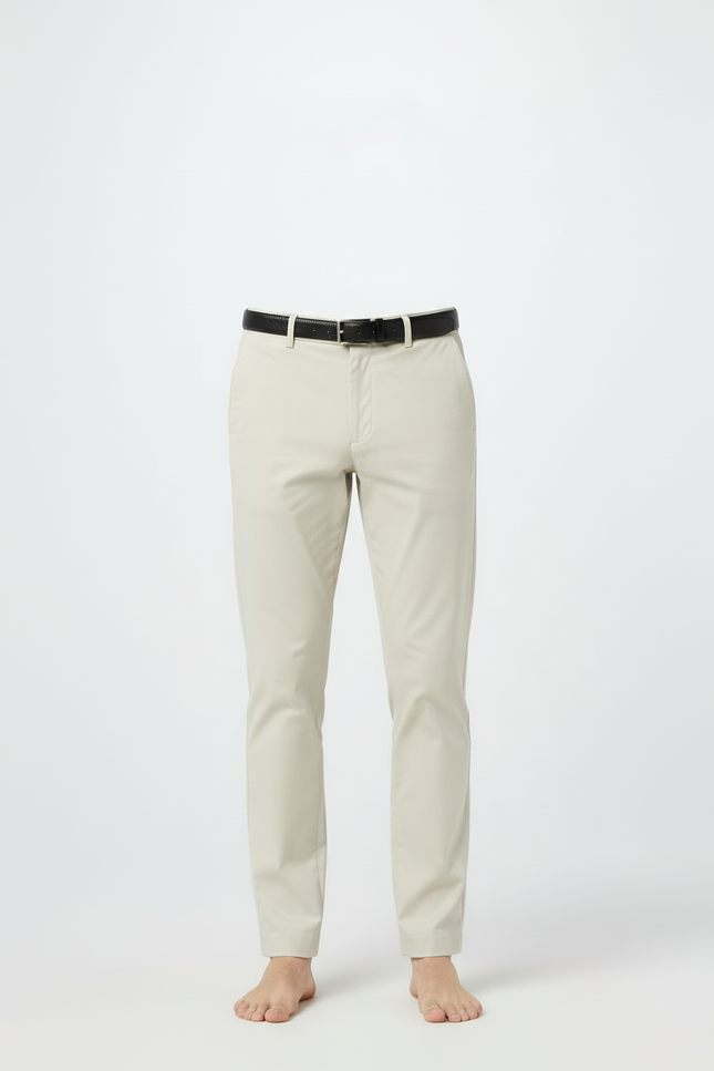 Pantalon Beige Droit Coton Élégant Décontracté Homme - Gabardine - vue 3