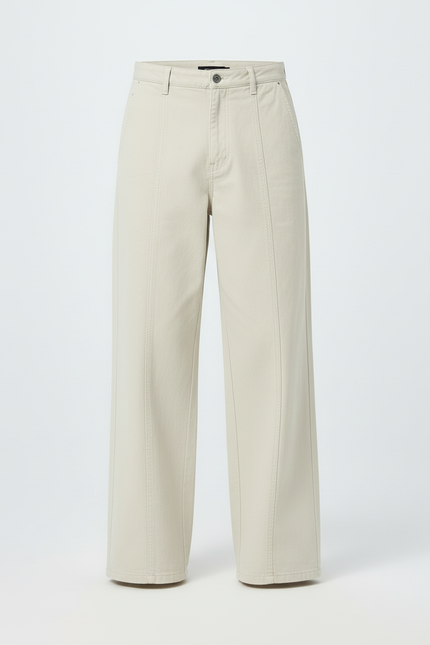 Pantalon Beige Ample Droit Décontracté Homme - Toile - vue 3