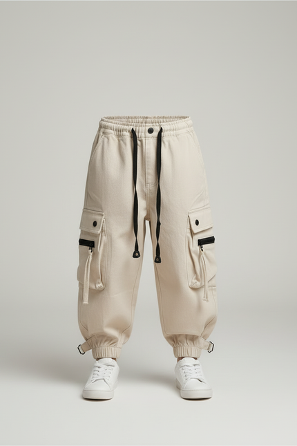 Pantalon Beige Cargo Ample Enfants Garçons Coton - Toile - vue 3
