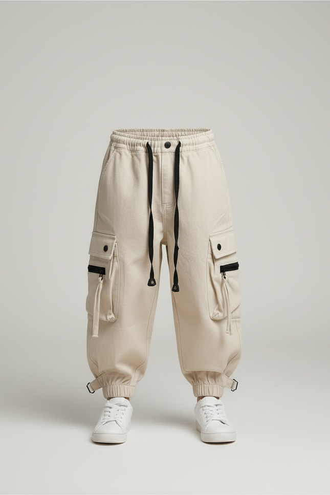 Pantalon Beige Cargo Ample Enfants Garçons Coton - Toile - vue 3