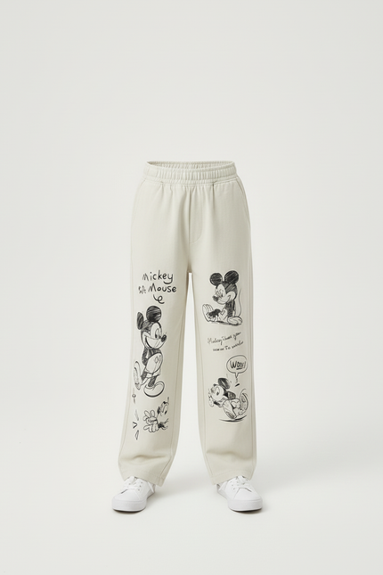 Pantalon Beige Ample Coton Mickey Décontracté Enfant - Molleton - vue 3