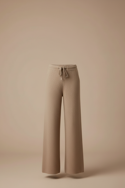 Pantalon Beige Ample Tricoté Doux Confortable - Maille - vue 3