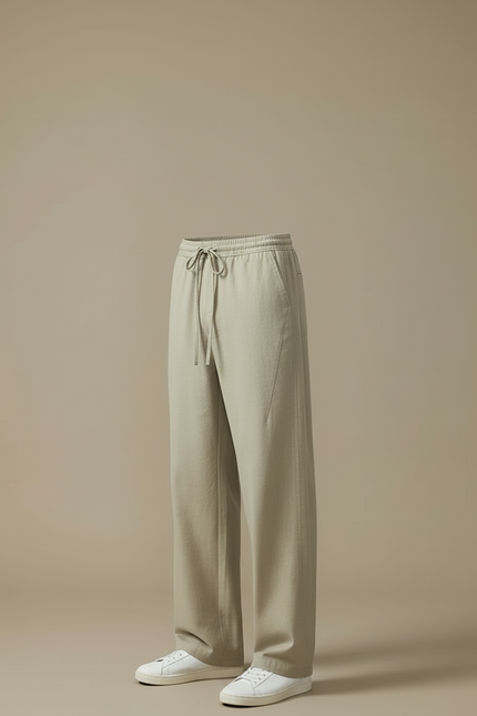 Pantalon Beige Coton Lin Ample Décontracté Homme - vue 3