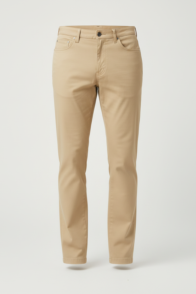 Pantalon Beige Homme Slim Coton Décontracté Élégant - vue 3