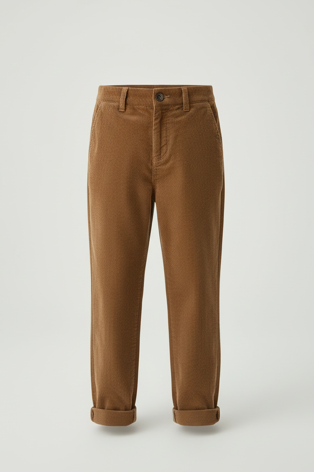 Pantalon Beige Côtelé Ample Décontracté Garçon - Marron Cordé - vue 3
