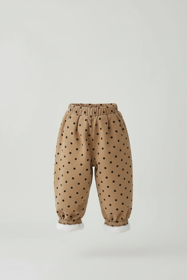 Pantalon Beige Polka Dot Ample Molletonné Enfant Hiver - vue 3