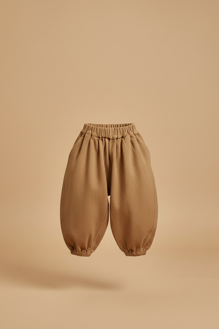 Pantalon Beige Ample Sarouel Garçon Coton - Camel Molleton - vue 3