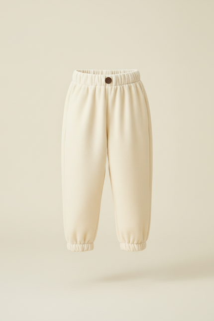 Pantalon Beige Côtelé Ample Élastique Confort Enfant - Cordé - vue 3