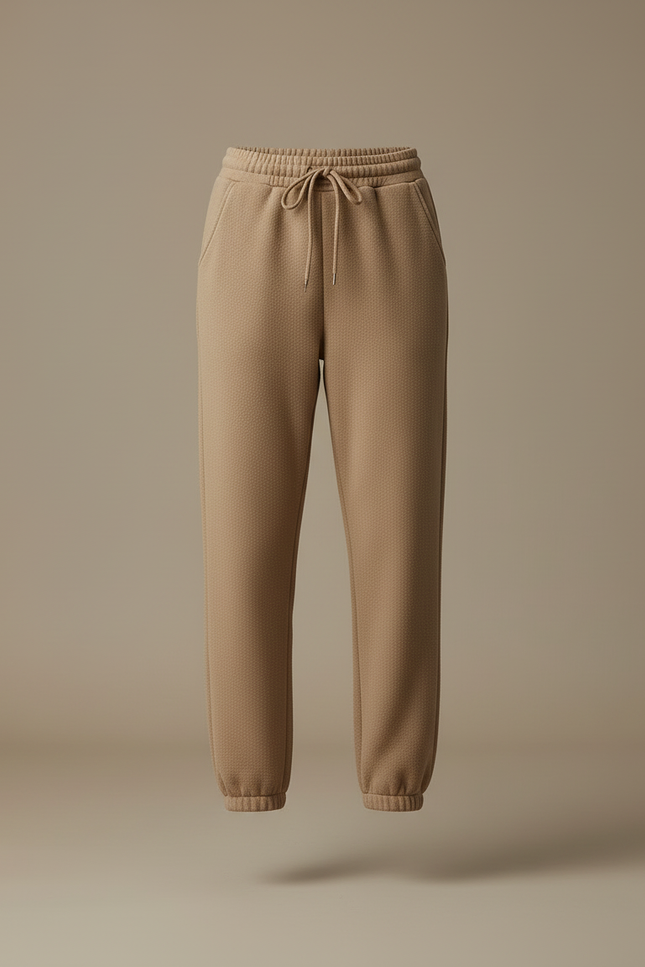 Pantalon Beige Molletonné Texturé Ample Décontracté Femme - vue 3
