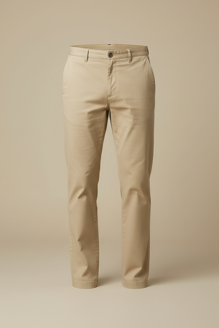 Pantalon Beige Homme Droit Coton Décontracté Chino - vue 3