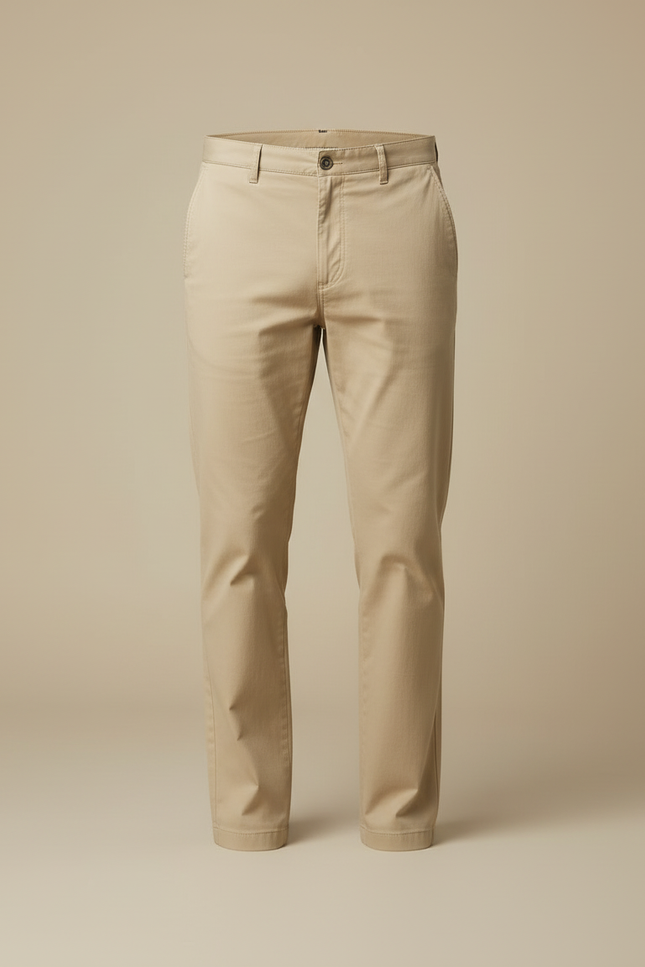 Pantalon Beige Homme Droit Coton Décontracté Chino - vue 3