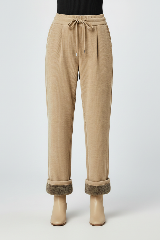 Pantalon Beige Velours Côtelé Doublé Chaud Décontracté - Cordé - vue 3
