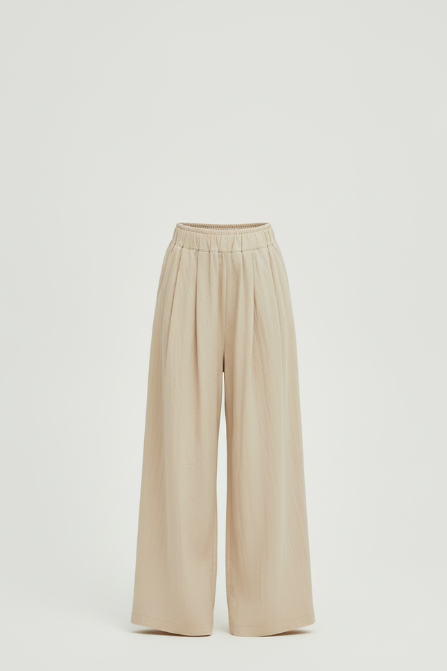 Pantalon Beige Ample Fluide Décontracté Enfant - Lin - vue 3