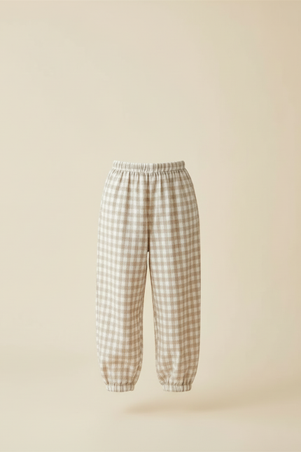 Pantalon Vichy Beige - Coton - vue 3