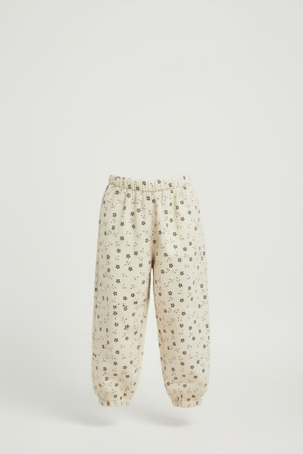 Pantalon Beige Floral Côtelé Harem Fille Coton - Cordé - vue 3