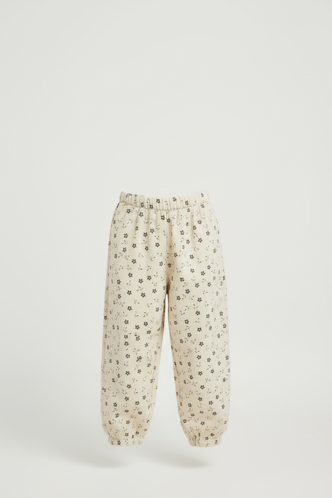 Pantalon Beige Floral Côtelé Harem Fille Coton - Cordé - vue 3