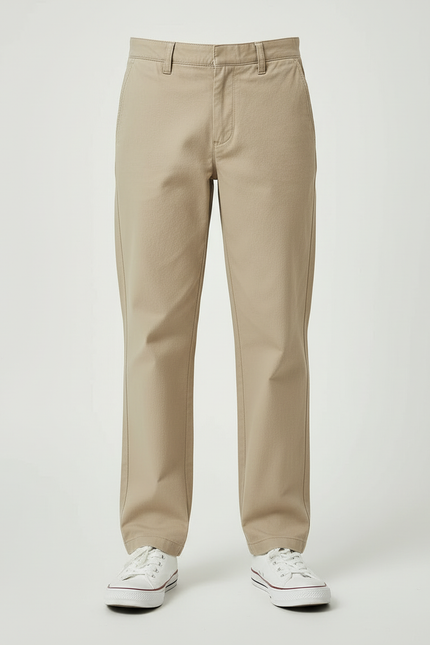 Pantalon Beige Droit Décontracté Homme Coton Chino - vue 3