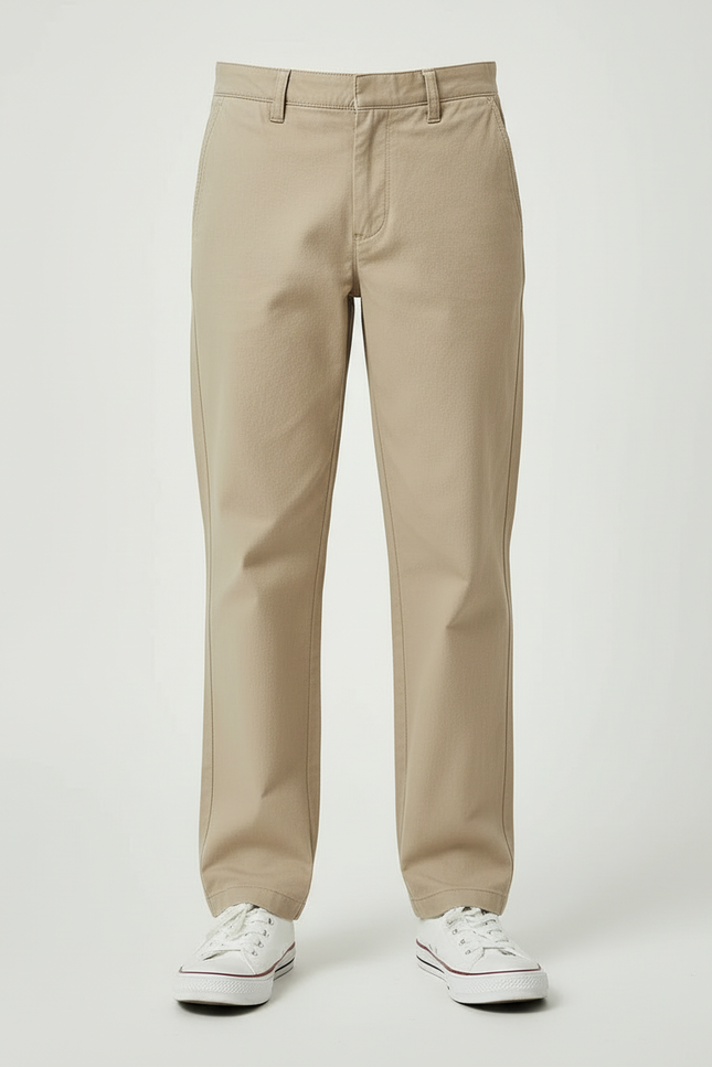 Pantalon Beige Droit Décontracté Homme Coton Chino - vue 3