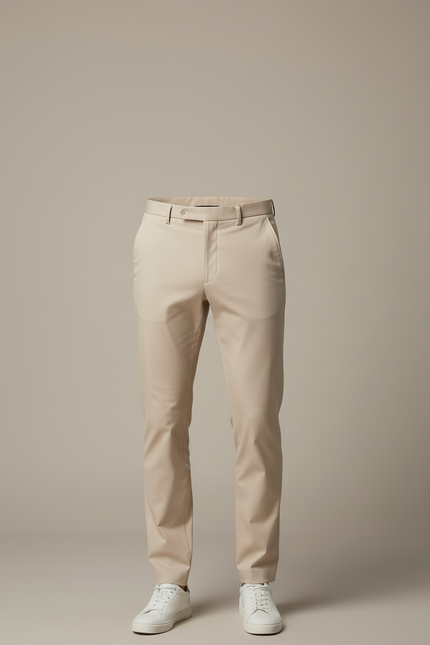 Pantalon Beige Homme Droit Décontracté Élégant Coton - Gabardine - vue 3