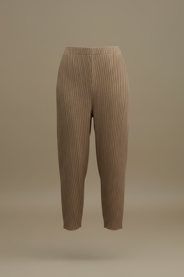 Pantalon Beige Plissé Ample Fluide Décontracté Femme - Polyester - vue 3