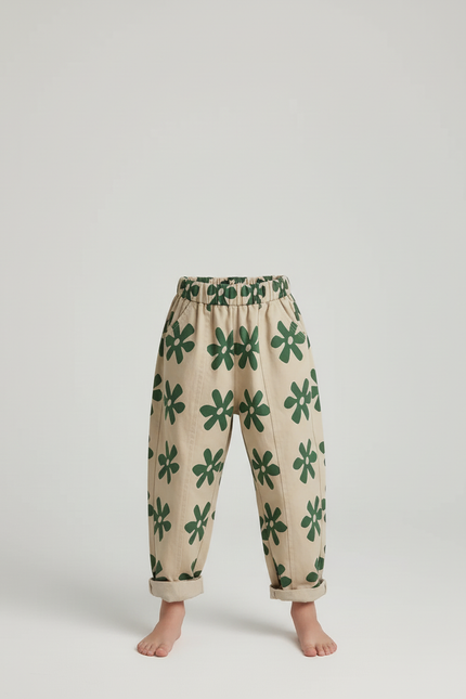 Pantalon Beige Imprimé Floral Coton Harem Enfant - vue 3