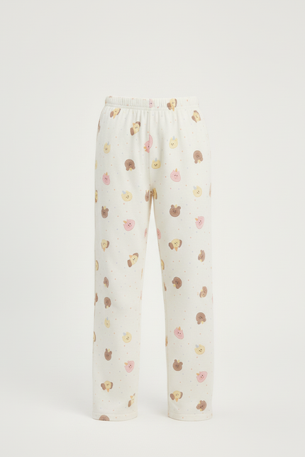 Pantalon Beige Coton Imprimé Animalier Décontracté Enfant - Molleton - vue 3