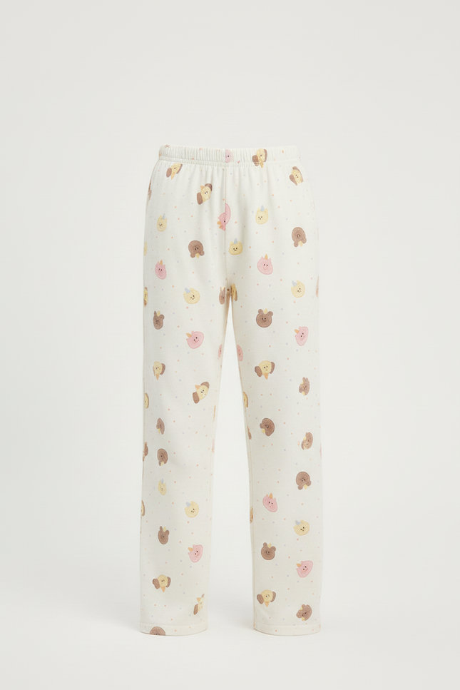 Pantalon Beige Coton Imprimé Animalier Décontracté Enfant - Molleton - vue 3