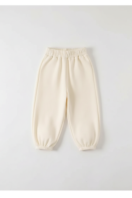 Pantalon Beige Molletonné Élastique Confortable Enfant