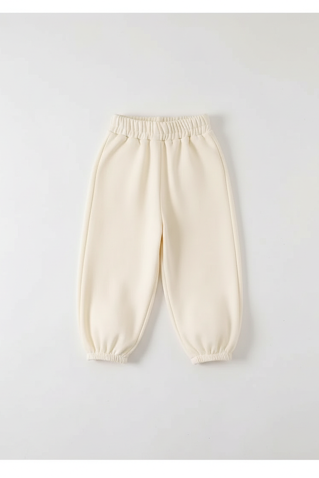 Pantalon Beige Molletonné Élastique Confortable Enfant