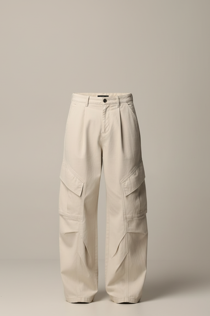 Pantalon Beige Cargo Ample Coton Homme Décontracté - vue 3