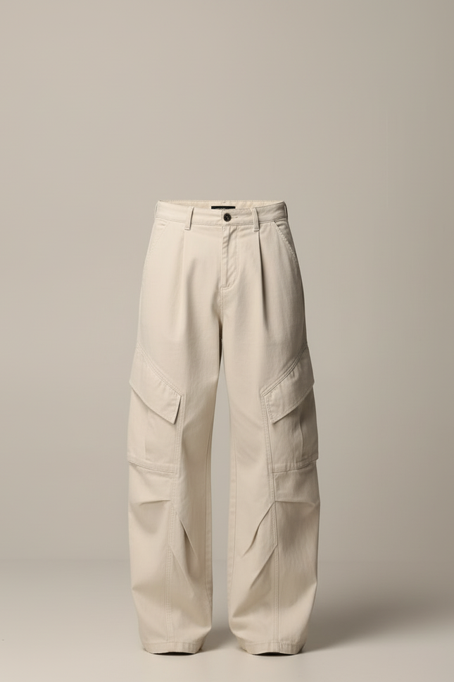 Pantalon Beige Cargo Ample Coton Homme Décontracté - vue 3