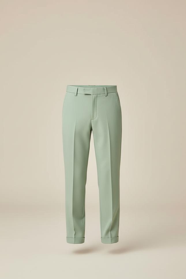 Pantalon Beige Vert Menthe Classique Élégant Garçon - Gabardine - vue 2