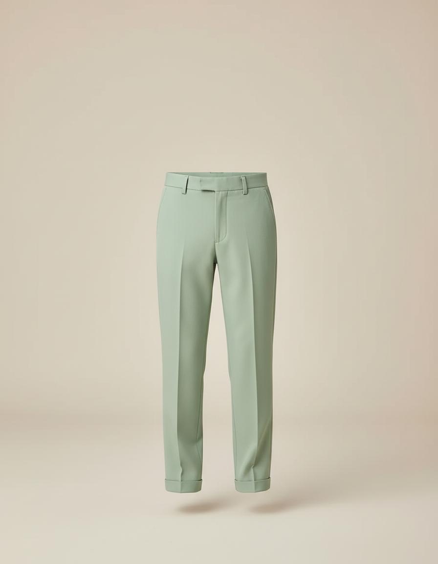 Pantalon Beige Vert Menthe Classique Élégant Garçon - Gabardine - vue 2
