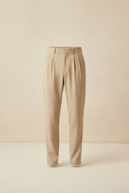 Pantalon Beige Homme Plissé Droit Élégant Décontracté - Polyester - vue 3