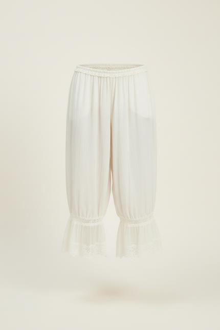 Pantalon Beige Ample Fluide Dentelle Femme - Viscose - vue 3