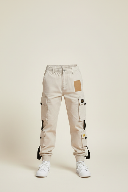 Pantalon Beige Cargo Enfant Multipoches Décontracté - Toile - vue 3