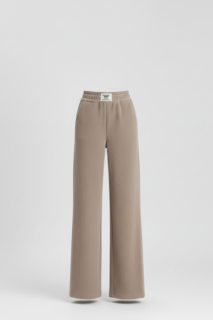 Pantalon Beige Côtelé Ample Taille Haute Confortable - Cordé - vue 3