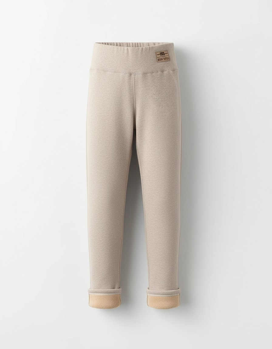 Pantalon Beige Chaud Doublé Polaire Enfant Hiver - Molleton - vue 2