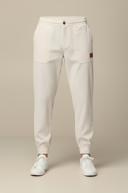 Pantalon Beige Côtelé Ample Homme Décontracté - Cordé - vue 3