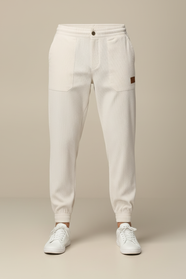 Pantalon Beige Côtelé Ample Homme Décontracté - Cordé - vue 3