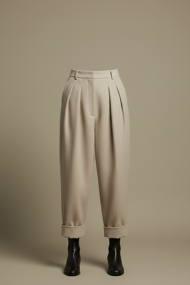 Pantalon Carotte Beige - Tweed - vue 3