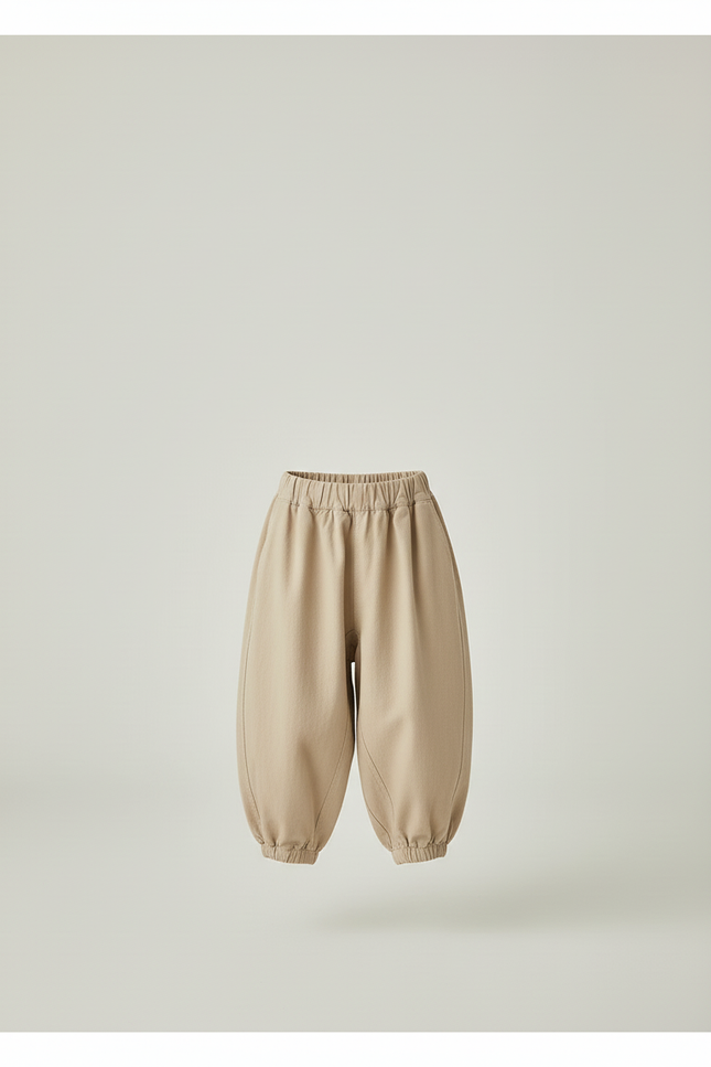 Pantalon Beige Ample Coton Sarouel Décontracté Enfant - Toile - vue 3