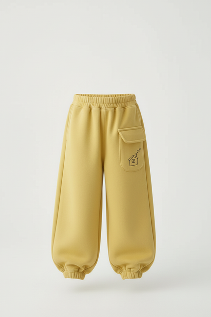 Pantalon Beige Ample Molletonné Décontracté Maison Enfant - Jaune - vue 3