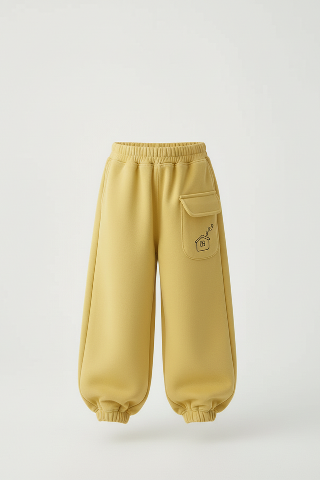 Pantalon Beige Ample Molletonné Décontracté Maison Enfant - Jaune - vue 3