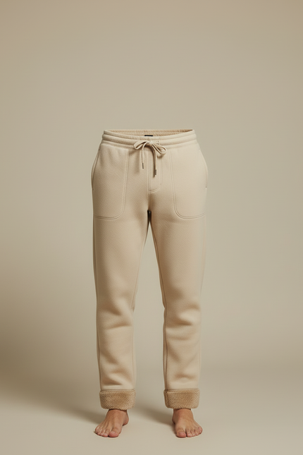 Pantalon Beige Molletonné Doublé Polaire Ample Décontracté - vue 3