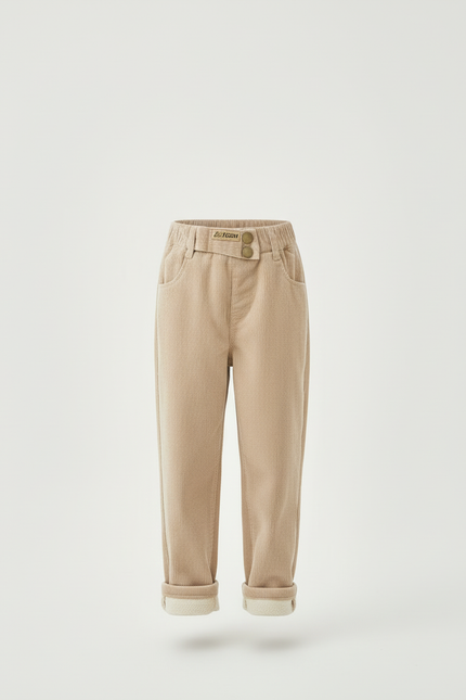 Pantalon Beige Côtelé Ample Décontracté Enfant Doublé - Cordé - vue 3